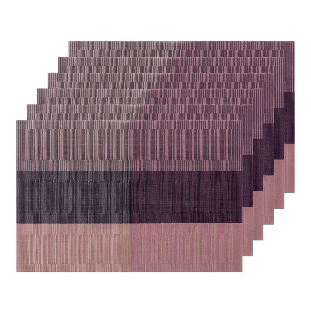 Set of 6 Heat-Resistant Non-Slip Table Mats 18x12 inch Red Black